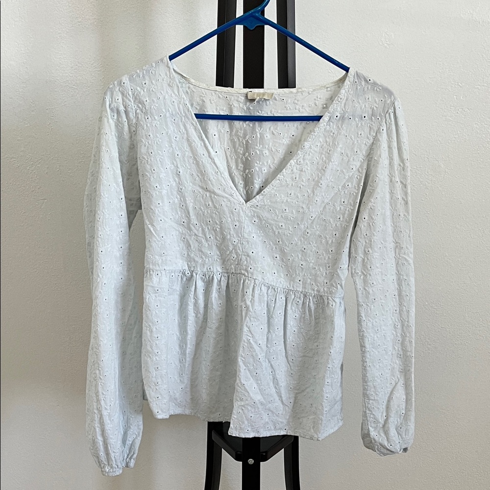 Chic White Eyelet Blouse for Women